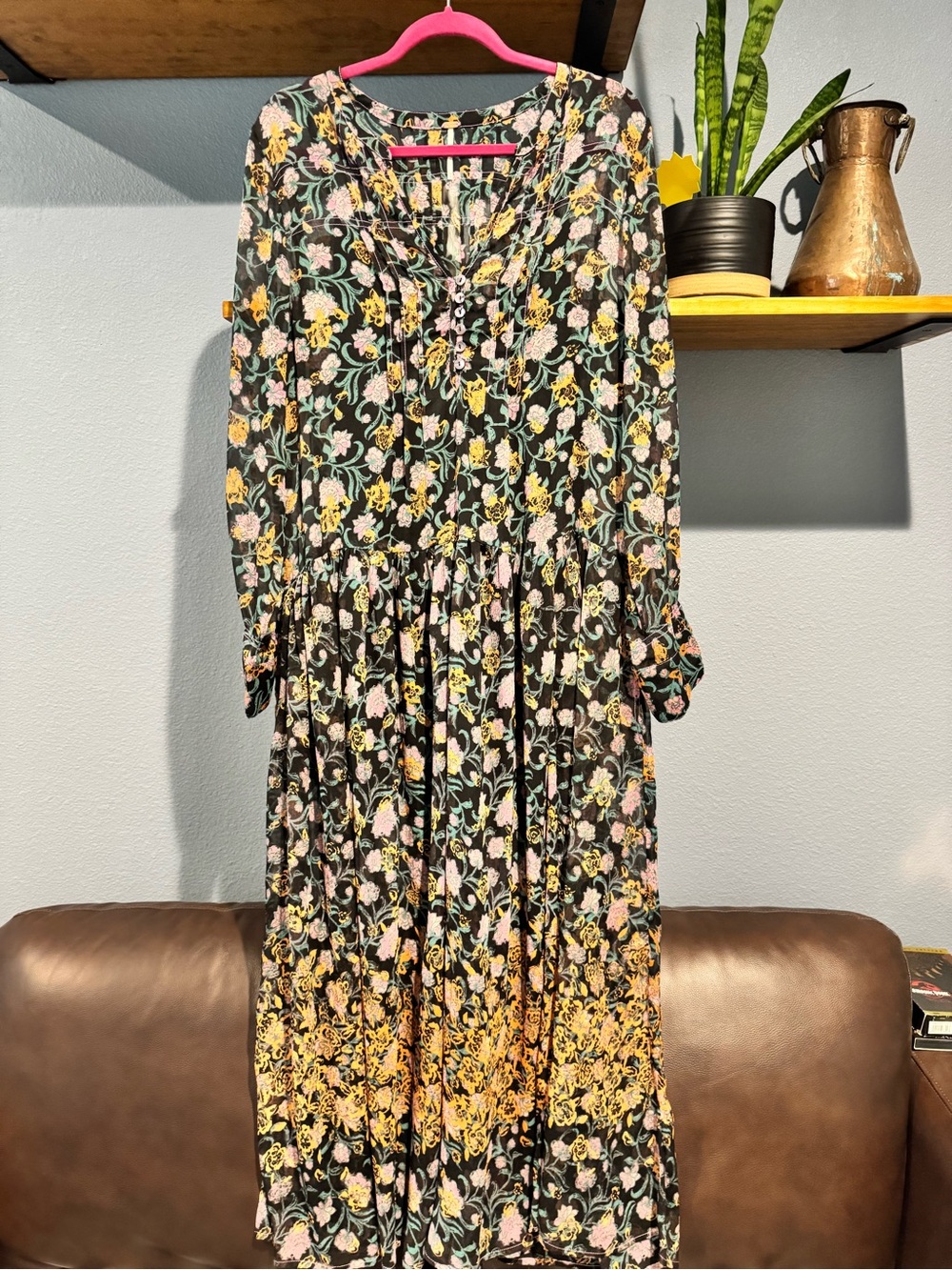 Free People Flowy Floral Pattern Dress With Slip